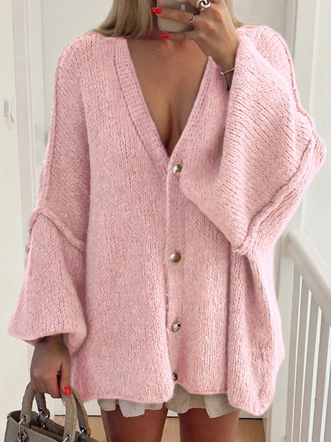 Oversized Knit Button Up Cardigan 