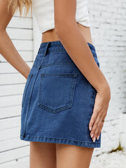 Solid Mini Denim Skirt 