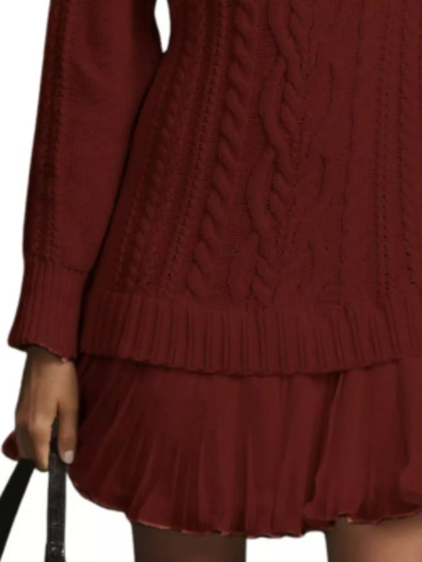 Full Size Cable-Knit Mini Sweater Dress Plus Size 