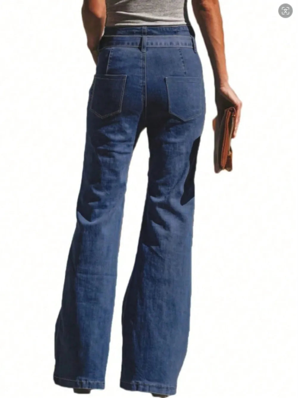 Tied Flare Jeans with Pockets 
