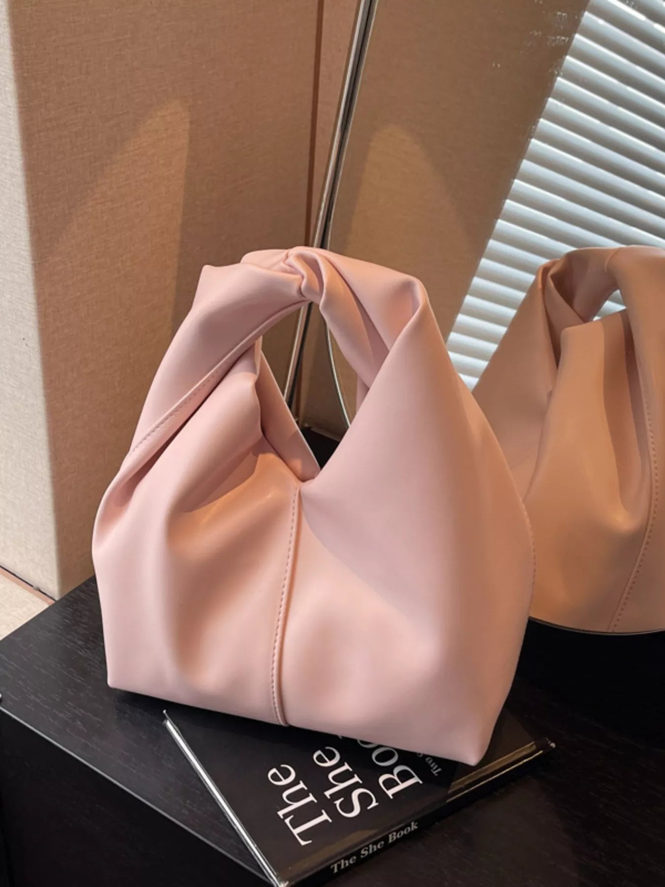 Knot Handle Leather Handbag 