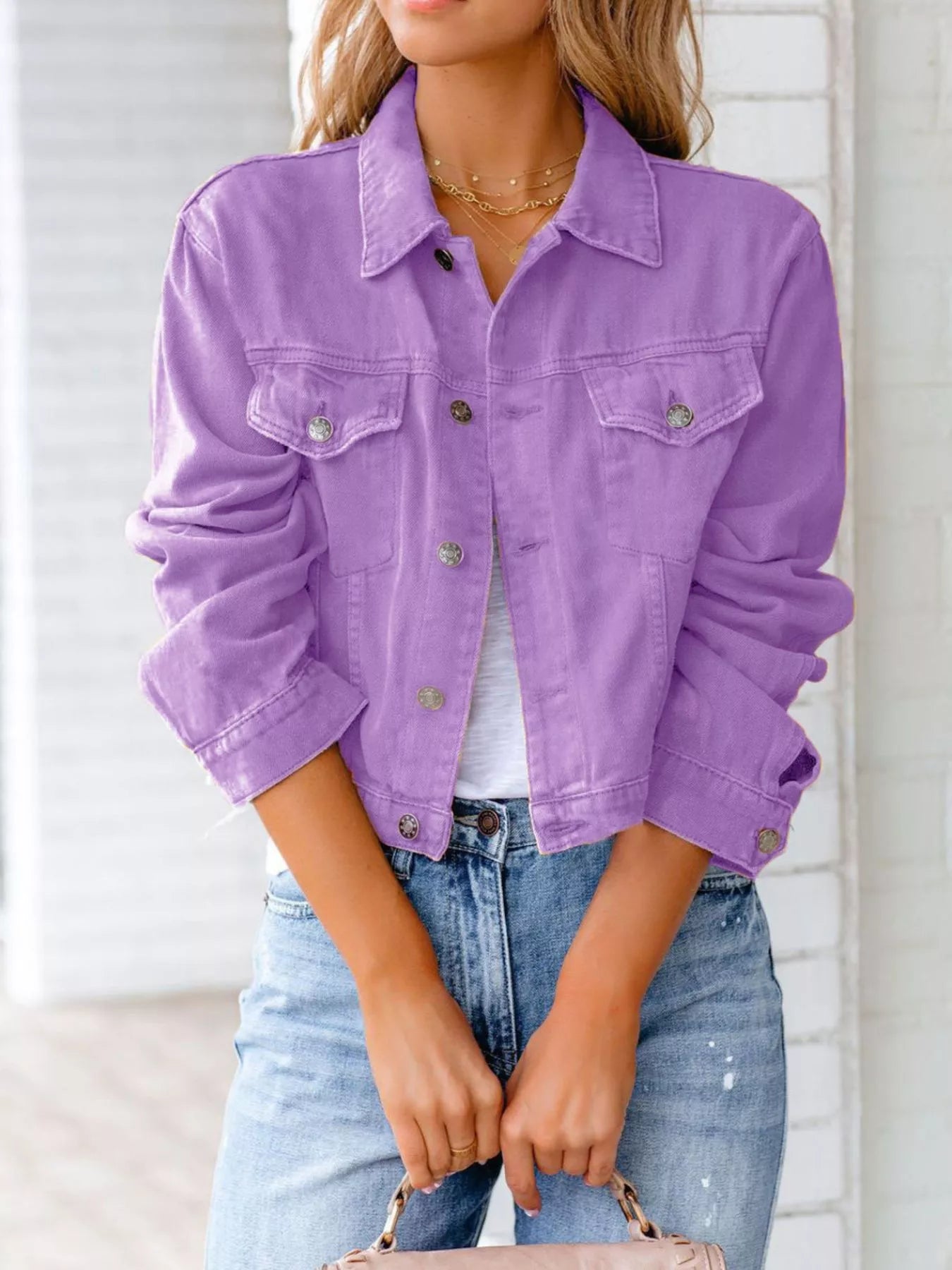 Button Up Long Sleeve Denim Jacket 