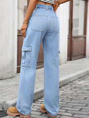 High-Waisted Cargo Jeans 