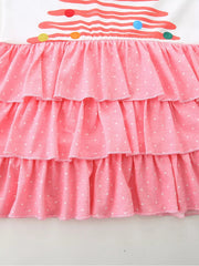 Children's Christmas Tree Ruffle Layered Dress 
