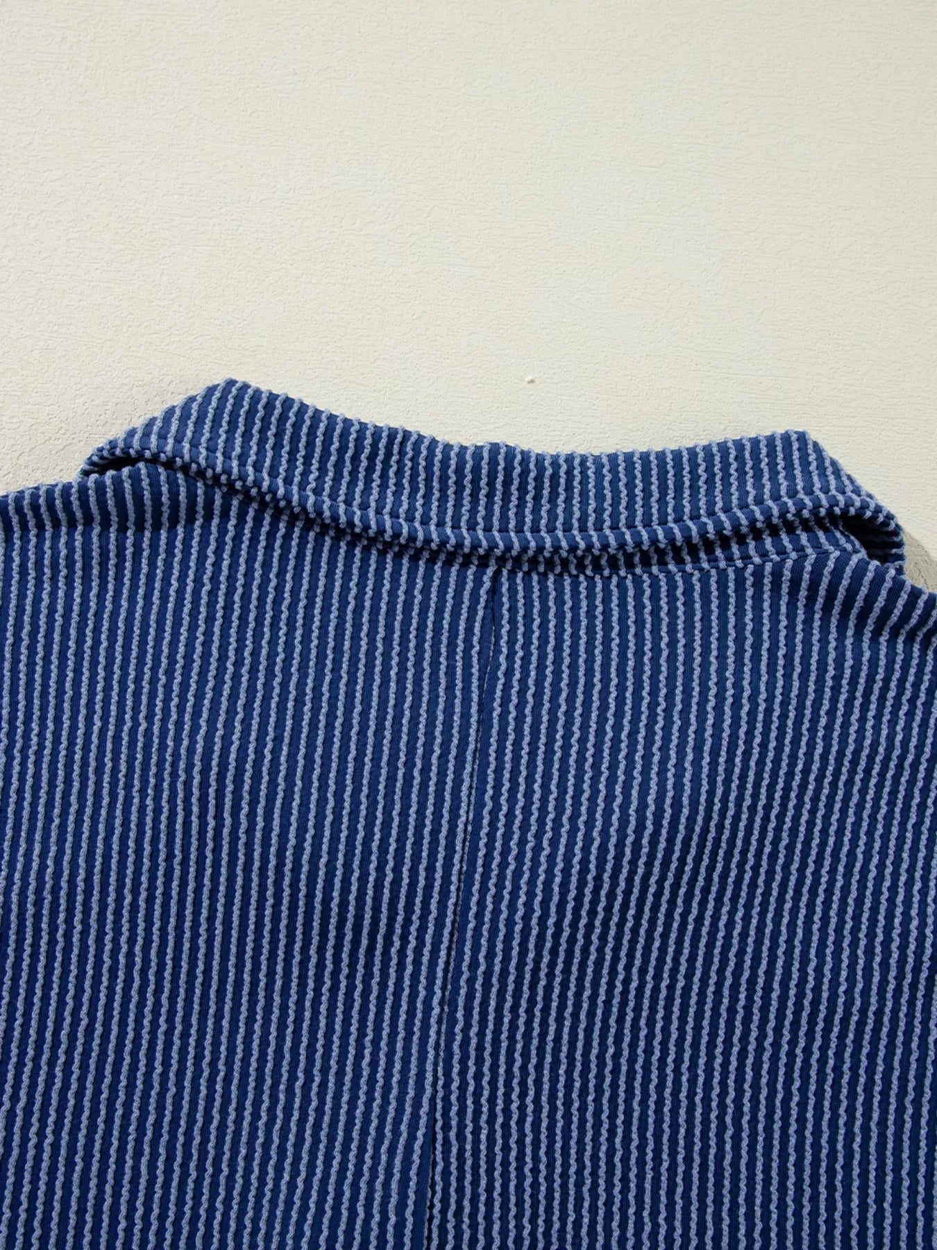 Oversized Twist Ribbed Collared Henley Top with Roll Up Sleeve 