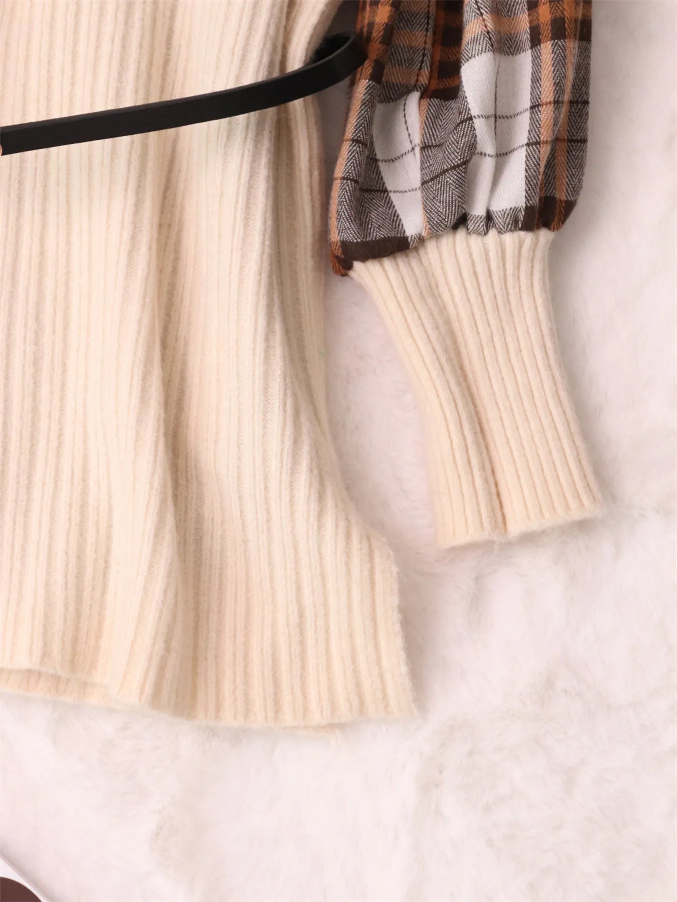Plaid Long Sleeve Sweater Dress 