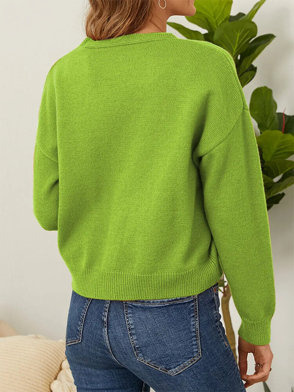 Flower Button Front Dropped Shoulder Cardigan 