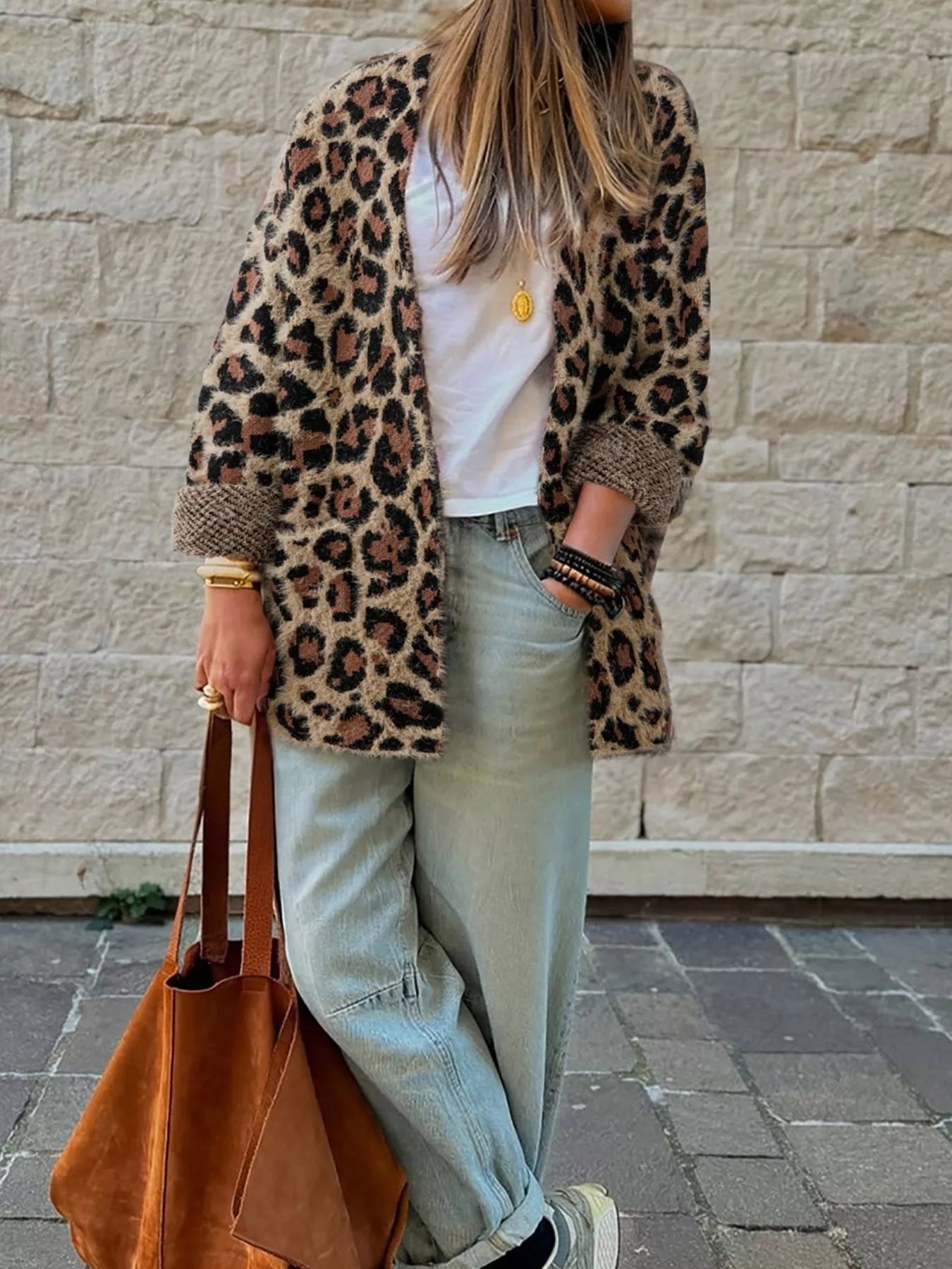 Leopard Open Casual Cardigan 