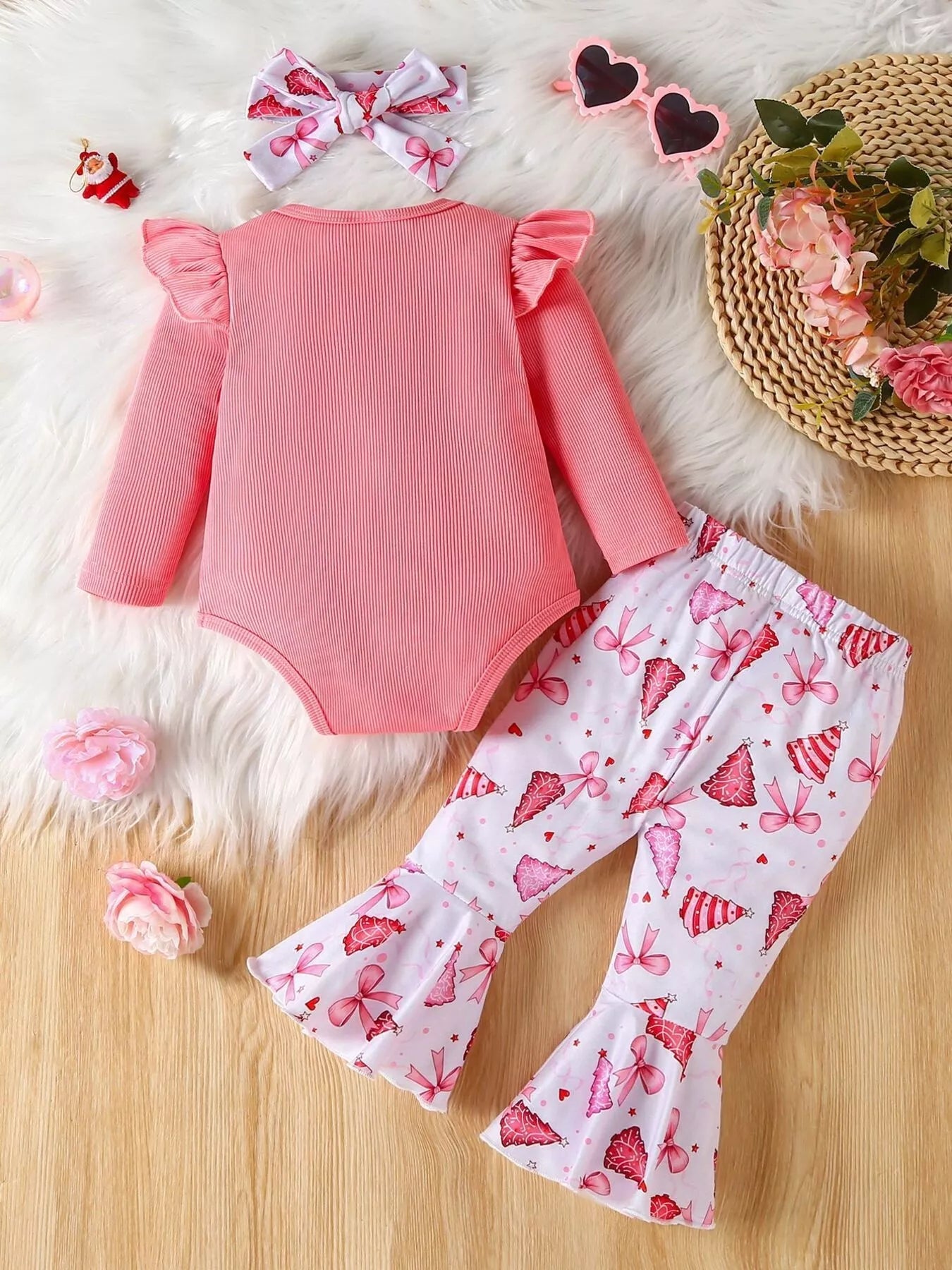 Children's Halloween Graphic Top and Pants 3-Piece Set with Headband 