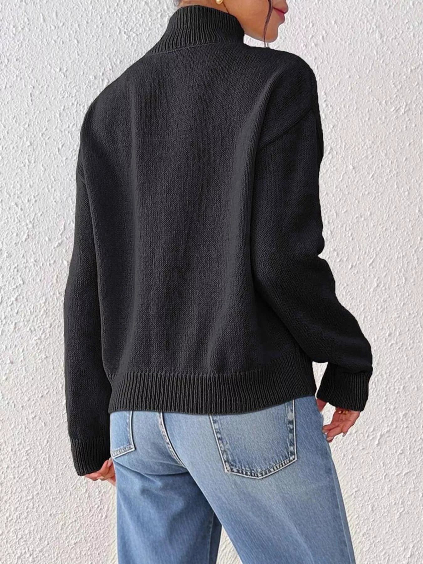 Turtleneck Dropped Shoulder Sweater 