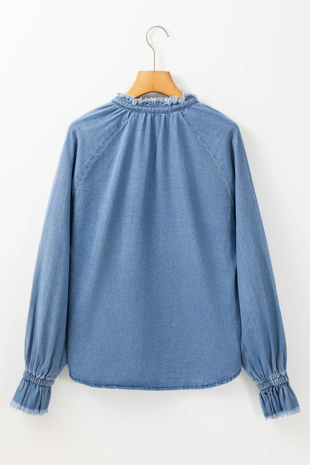 Half Button Long Sleeve Denim Top 