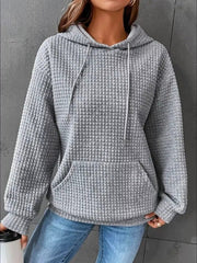 Full Size Textured Kangaroo Pocket Hoodie Plus Size 