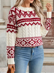 Christmas Cable Knit Long Sleeve Sweater 