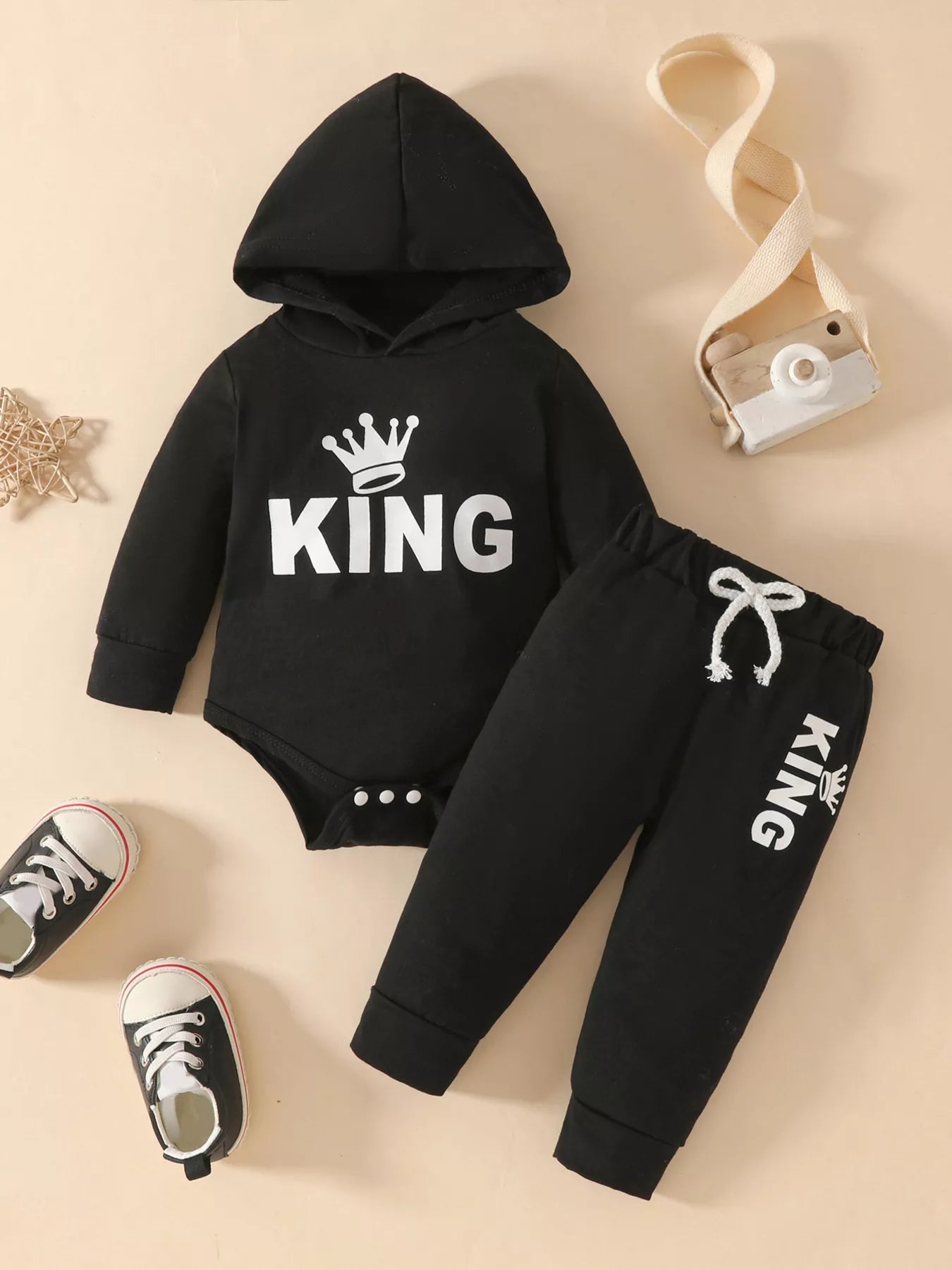 Children's Long Sleeve Bodysuit Hoodie and Pants Set 