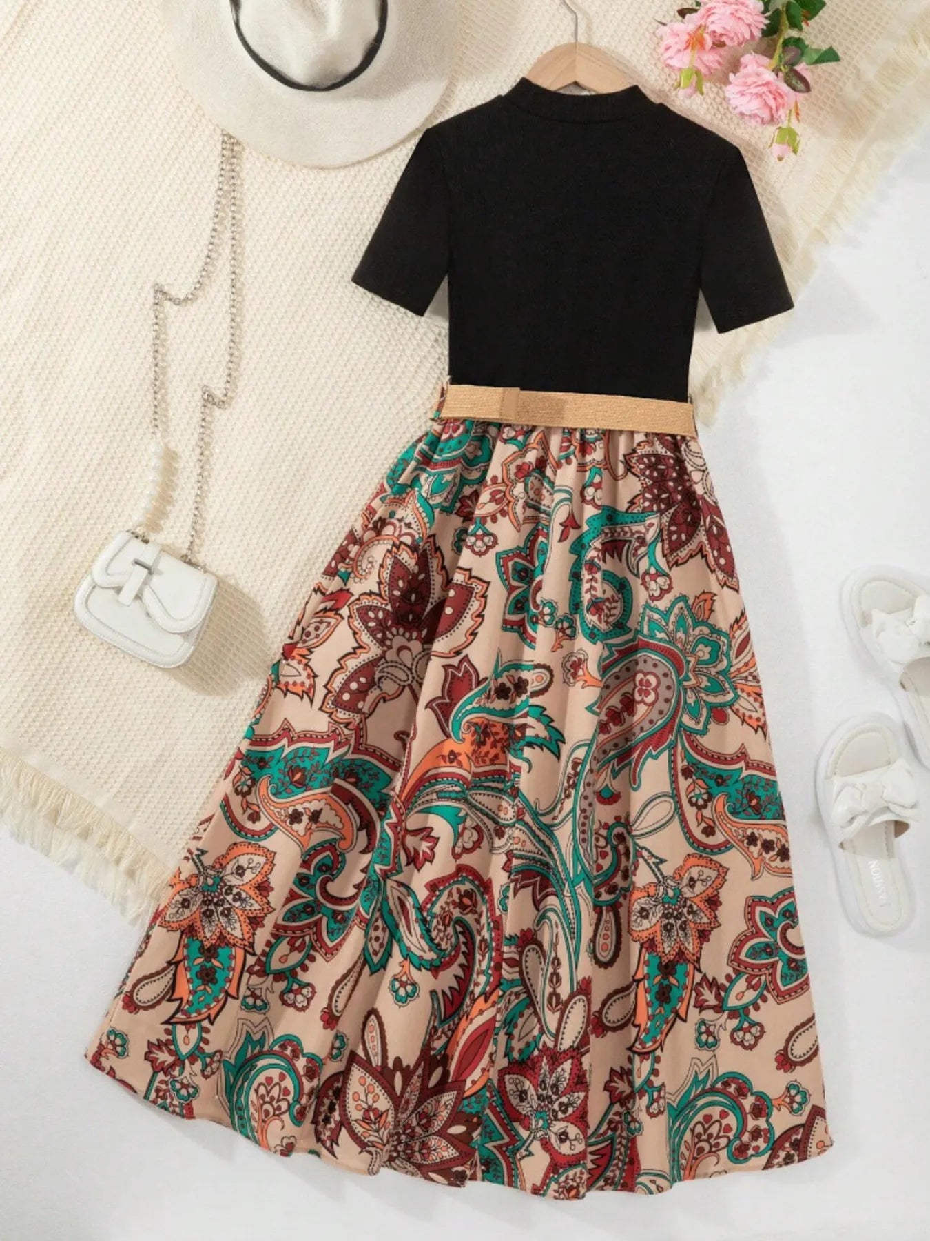 Children's Printed Short Sleeve Dress 