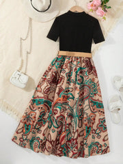 Children's Printed Short Sleeve Dress 