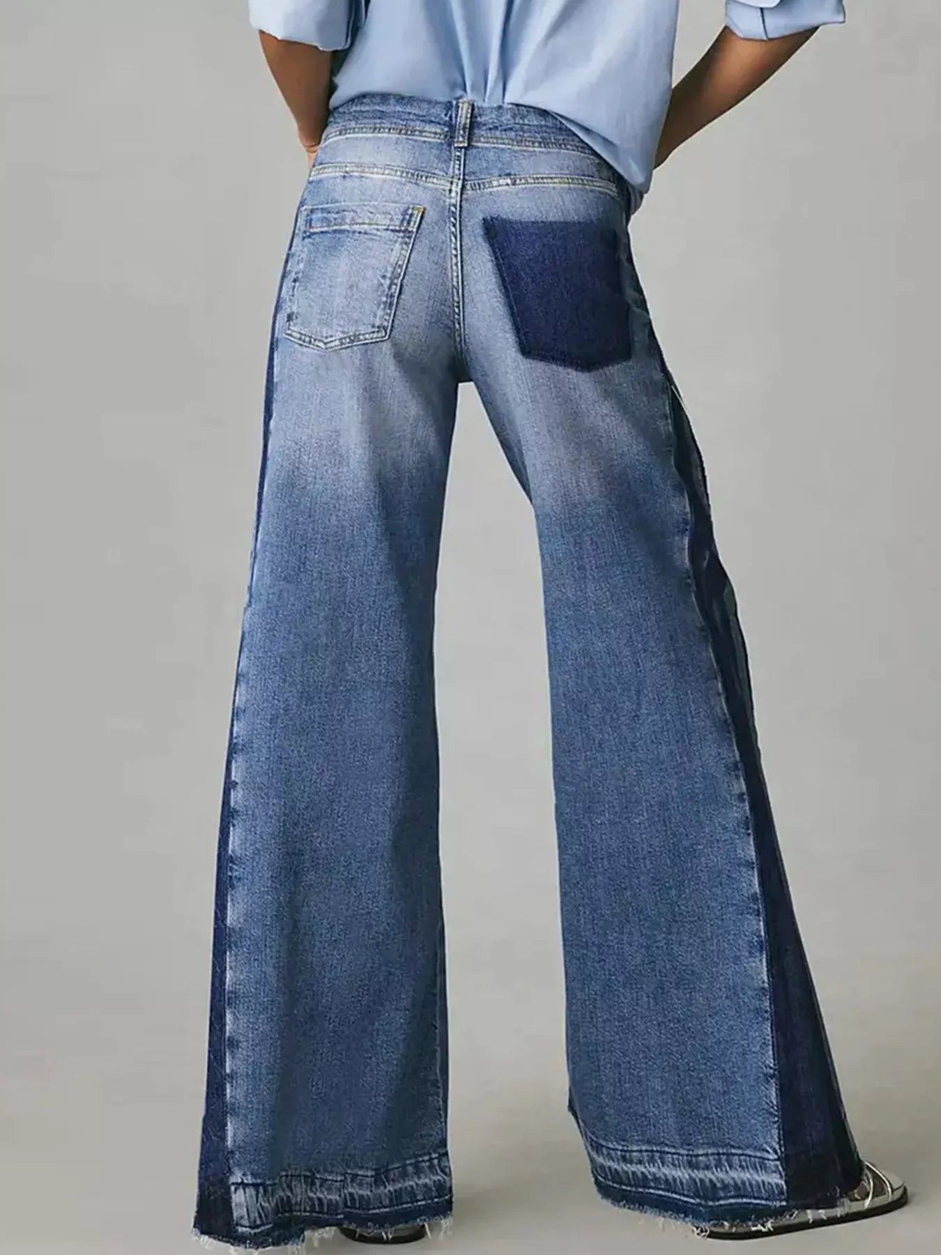 Two-Tone Wide Leg Jeans 