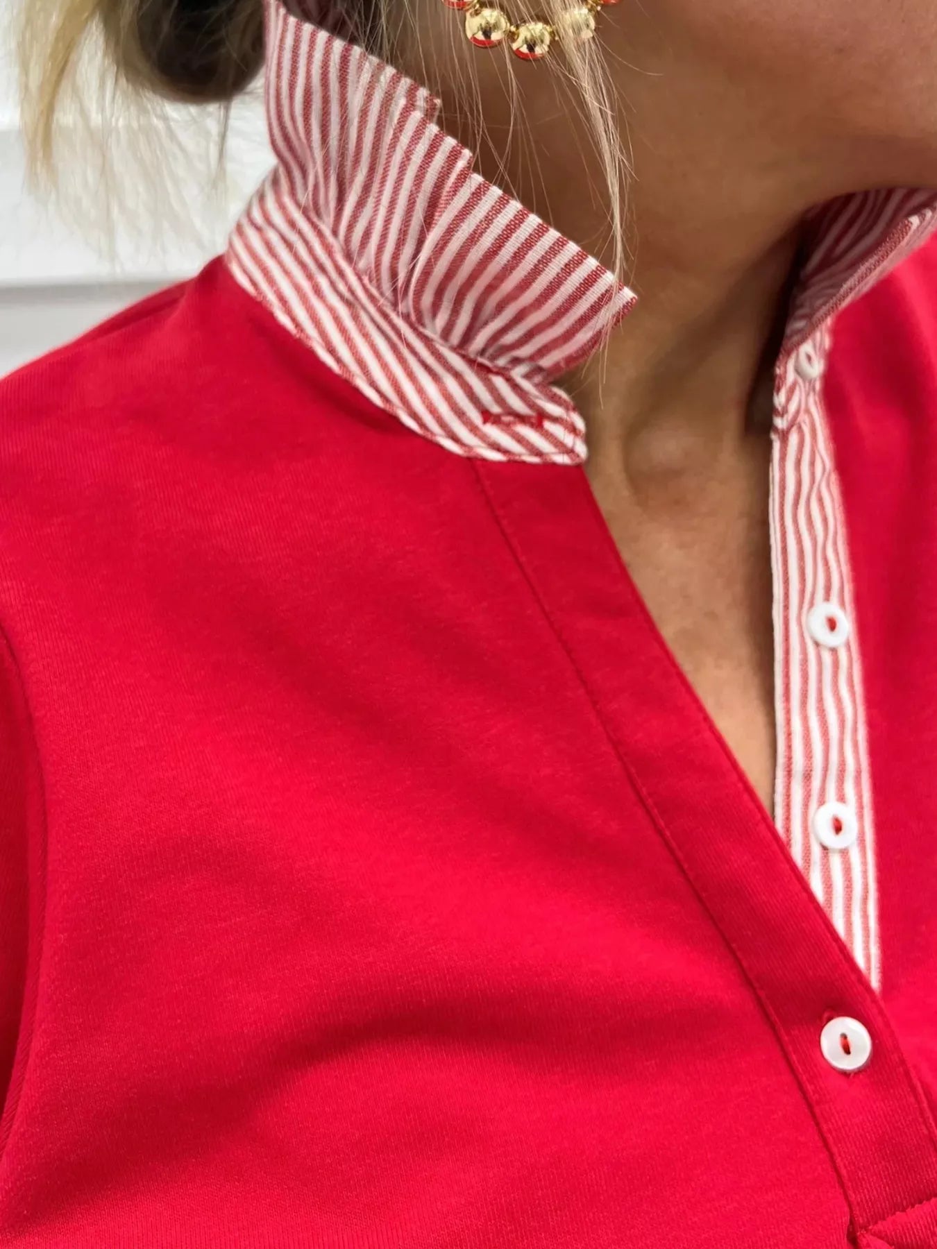 Notched Short Puff Sleeve Blouse 