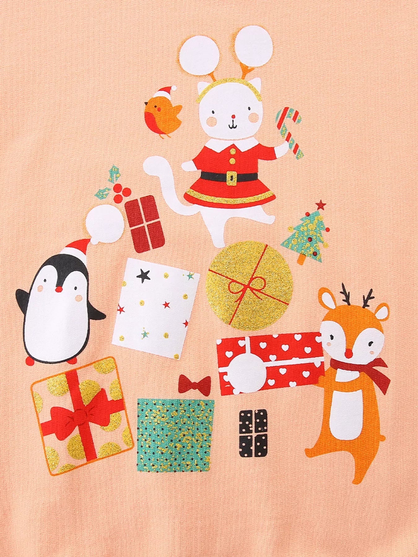 Children's Christmas Print Round Neck Sweatshirt 