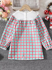 Children's Christmas Tree Plaid Dress 