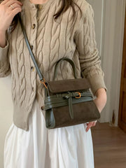 Suede Buckle Decor Crossbody Bag 