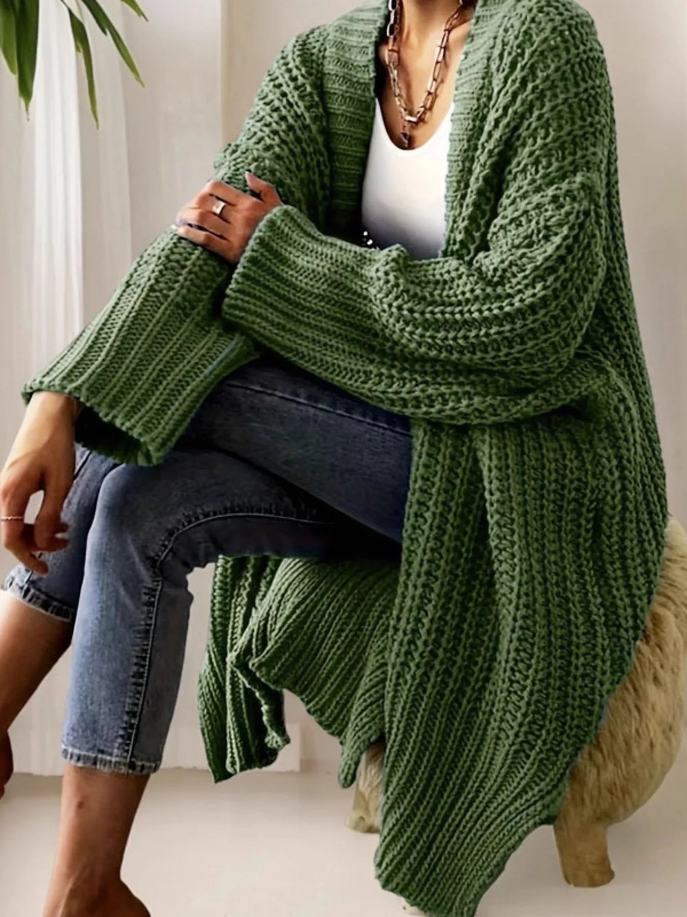 Chunky Knit Open Front Cardigan 