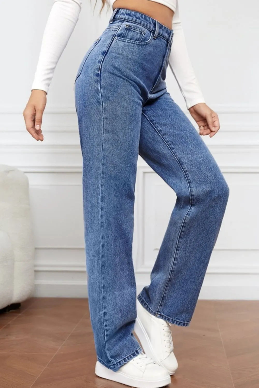 High Waist Straight Jeans 