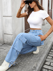 Casual Wide Leg Cargo Jeans 