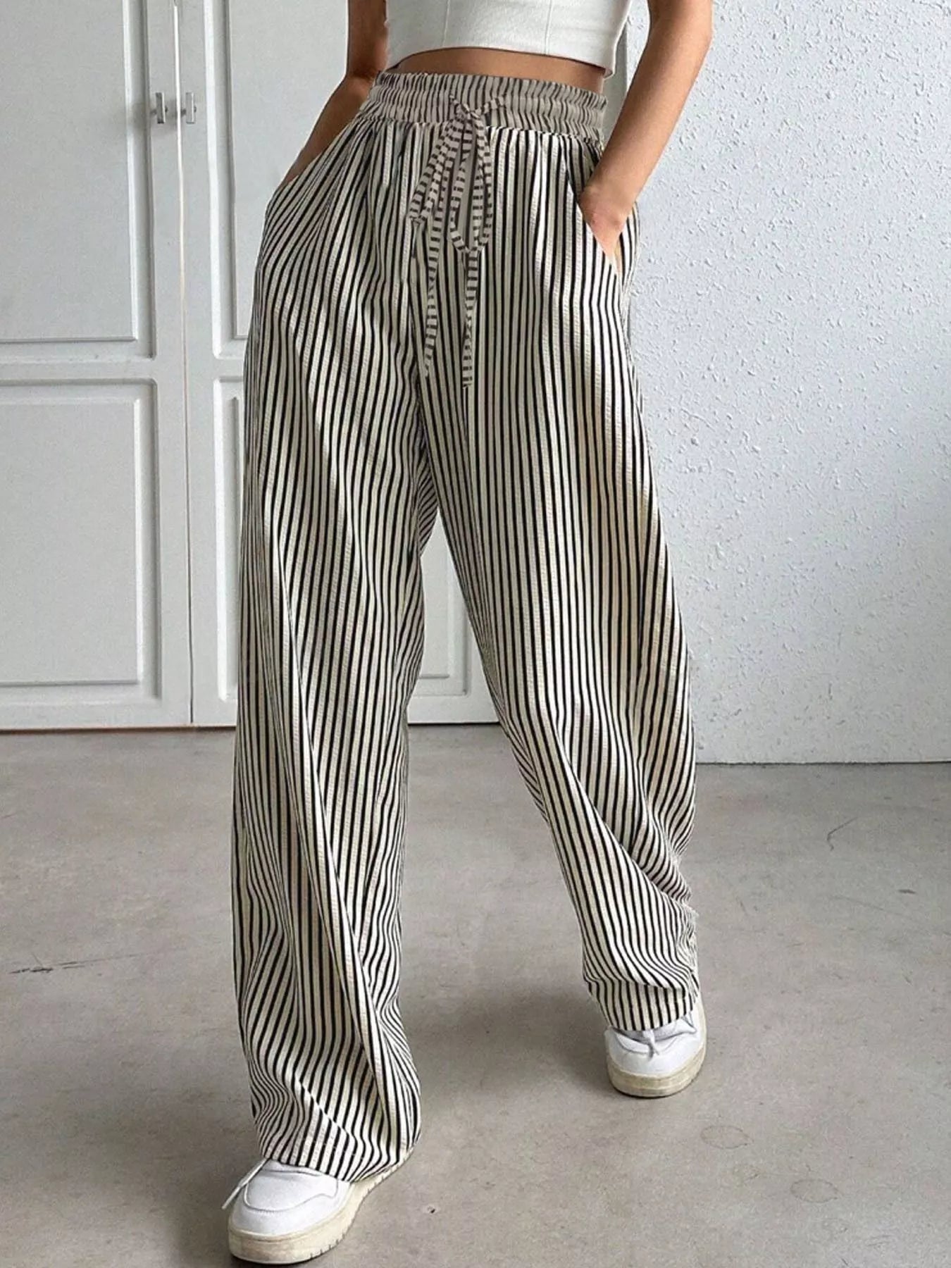 Striped Wide Leg Pants 