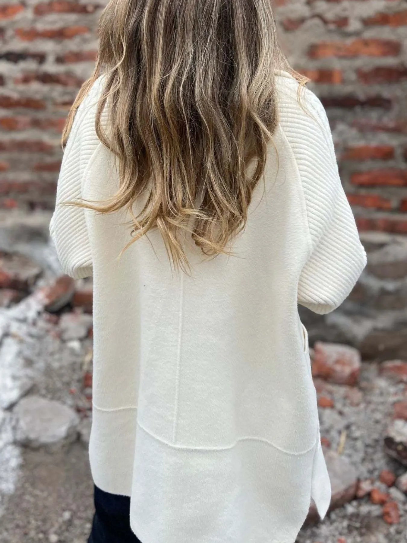Full Size Texture Knit Longline Coat Plus Size 