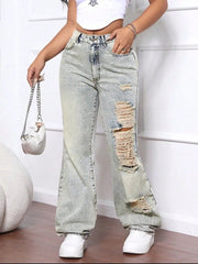 Distressed High Waist Jeans 