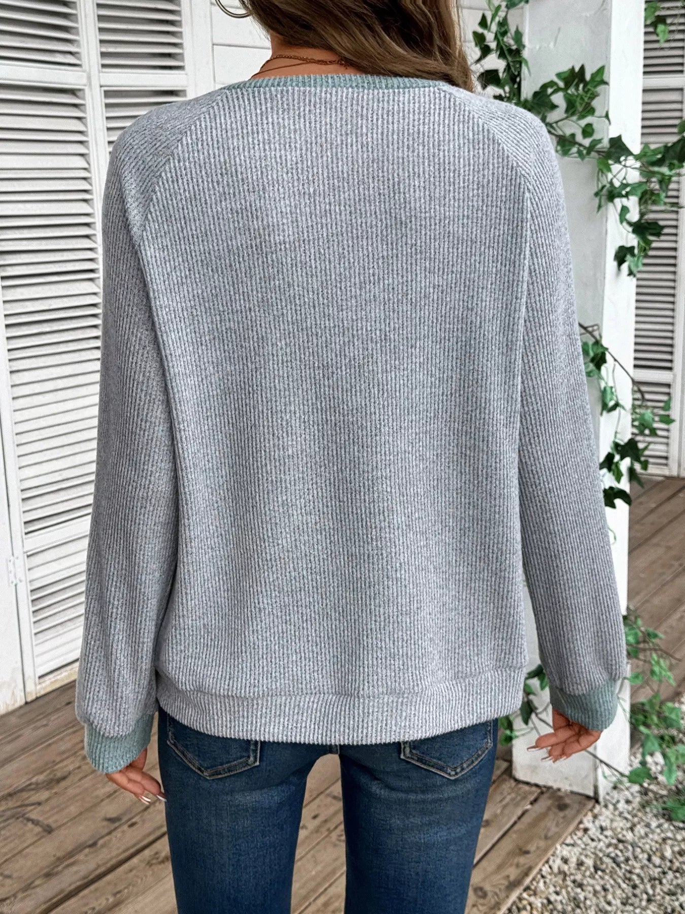 Ribbed Knit Two-Tone Top 