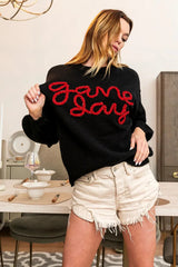 BiBi Game Day Metallic Letter Sweater 