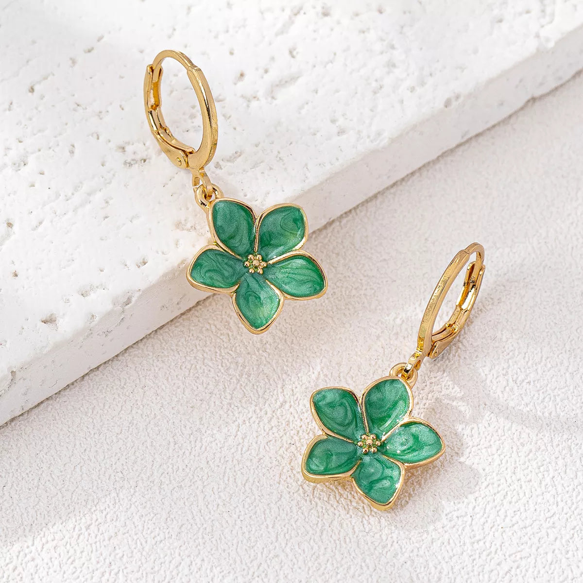 4 Piece Colorful Flower Drop Earrings 