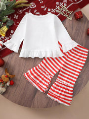 Children's Christmas Ruffle Trim Top and Pants Set 