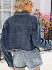 Button Up Long Sleeve Denim Jacket with Pockets 