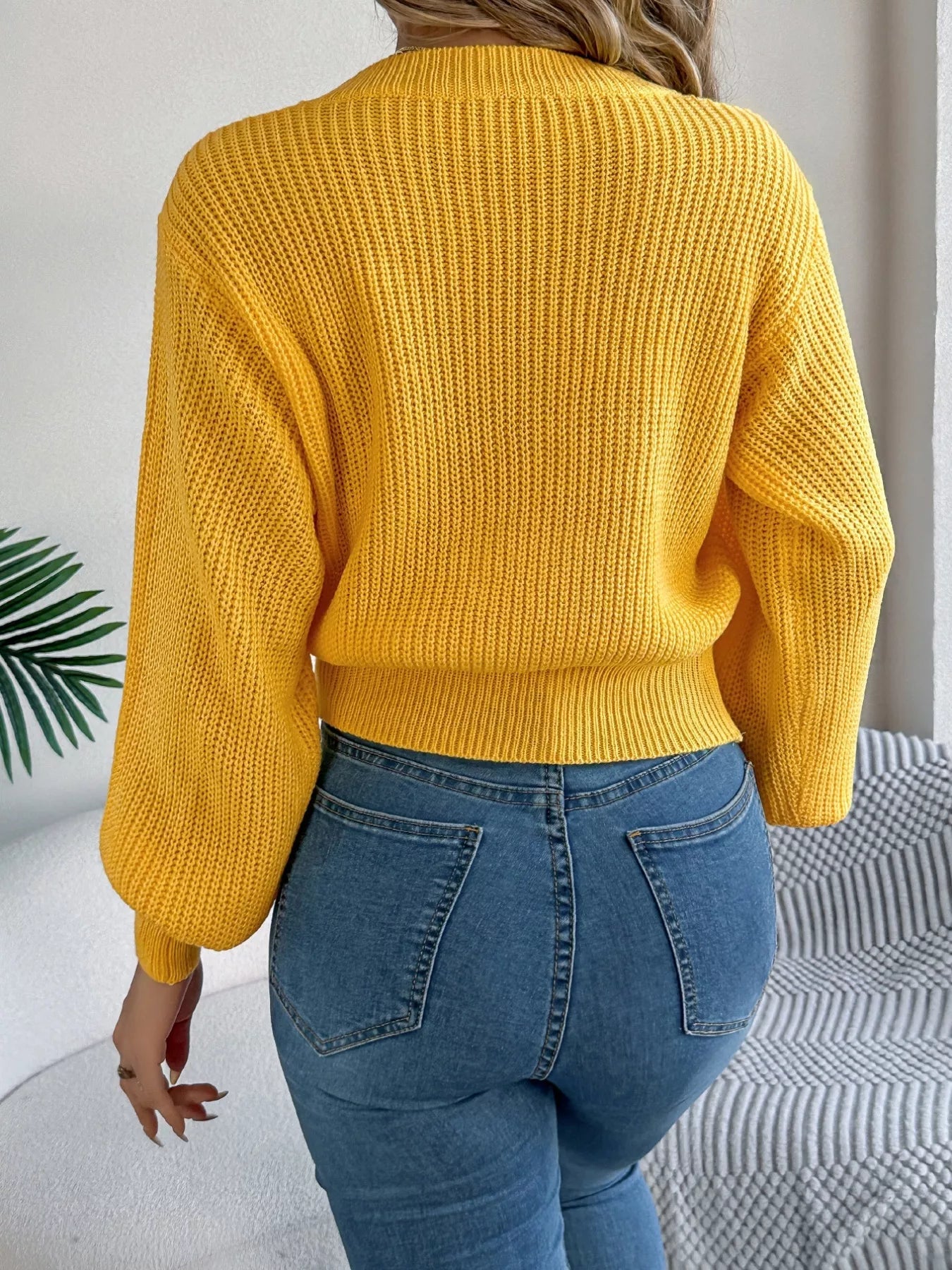Cable Knit Diamond Pattern Long Sleeve Sweater 