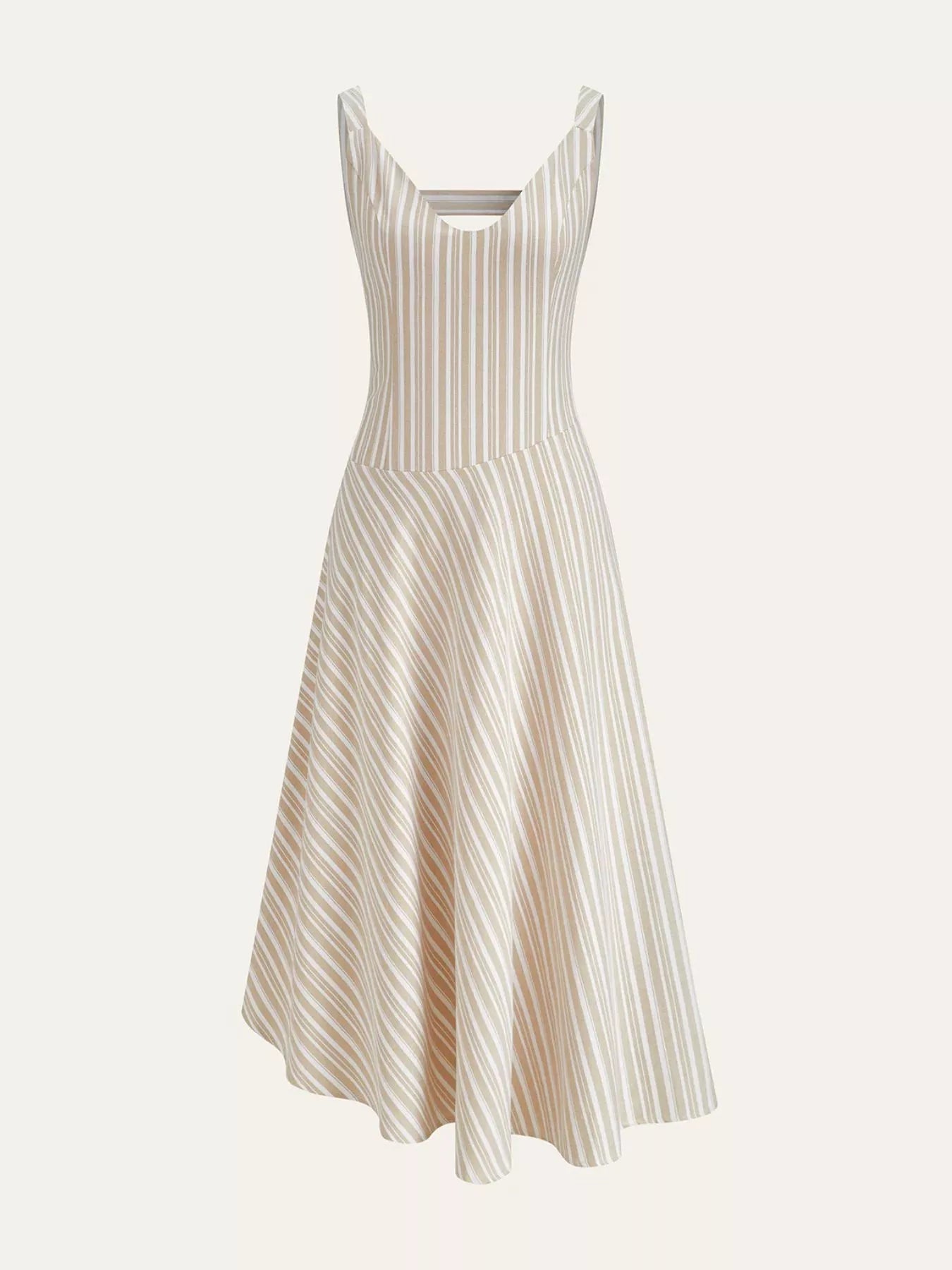 Full Size Striped Sleeveless Midi Dress Plus Size 