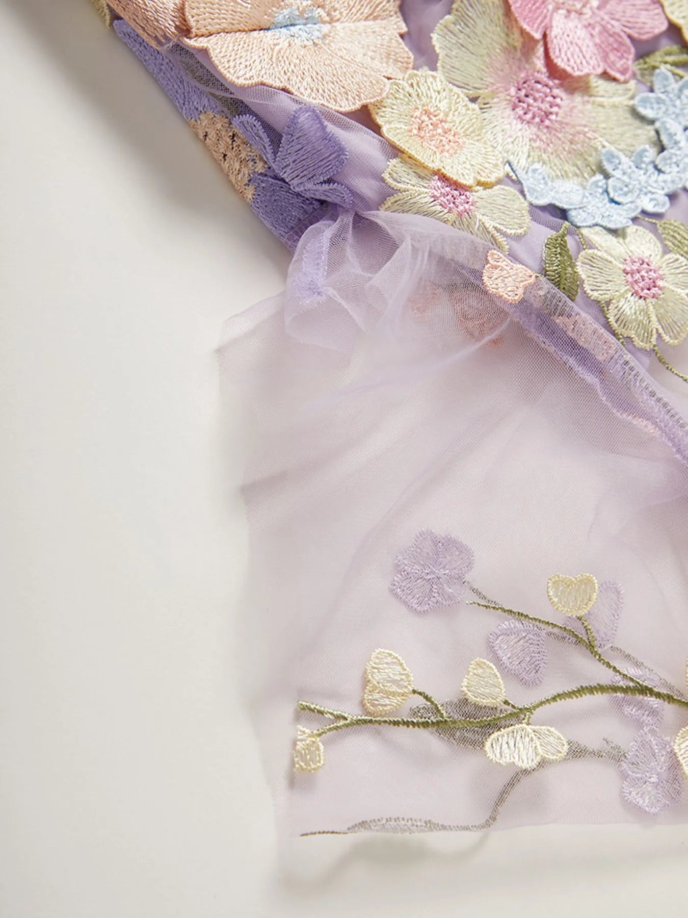 Floral Embroidered Mesh Overlay Maxi Dress 