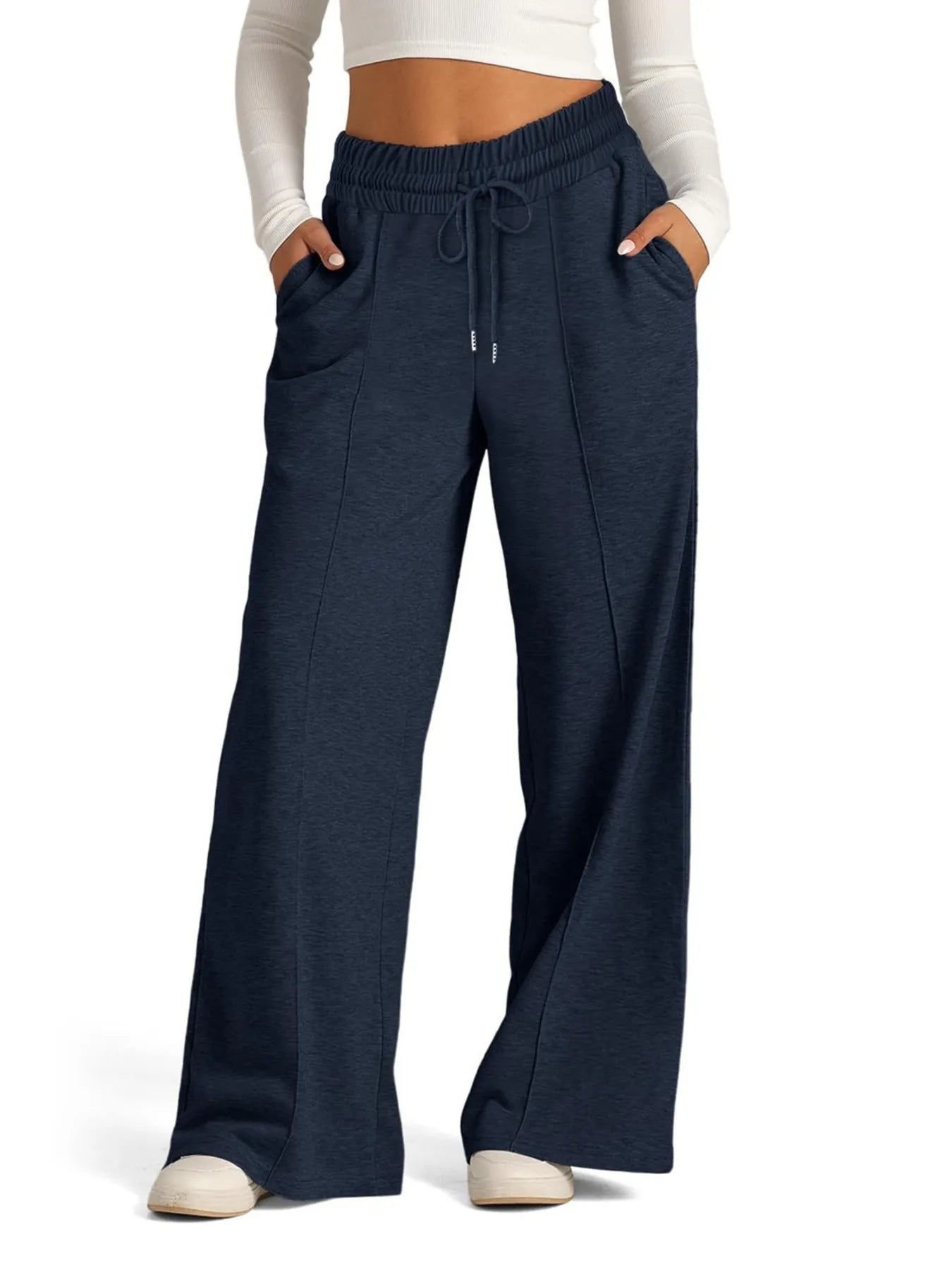Full Size Drawstring Relaxed Fit Wide Leg Pants Plus Size 