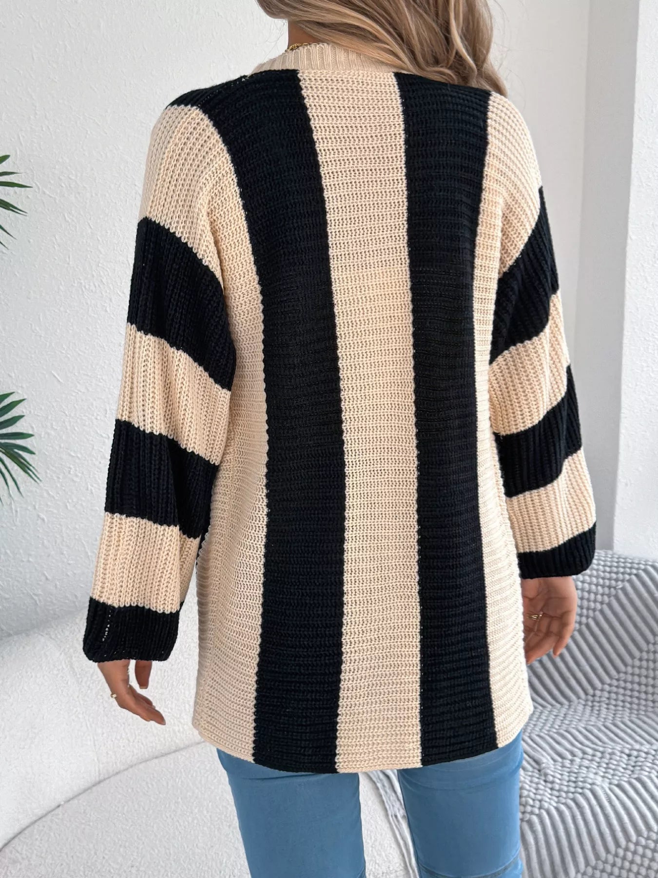 Color Block Button-Up Cardigan 