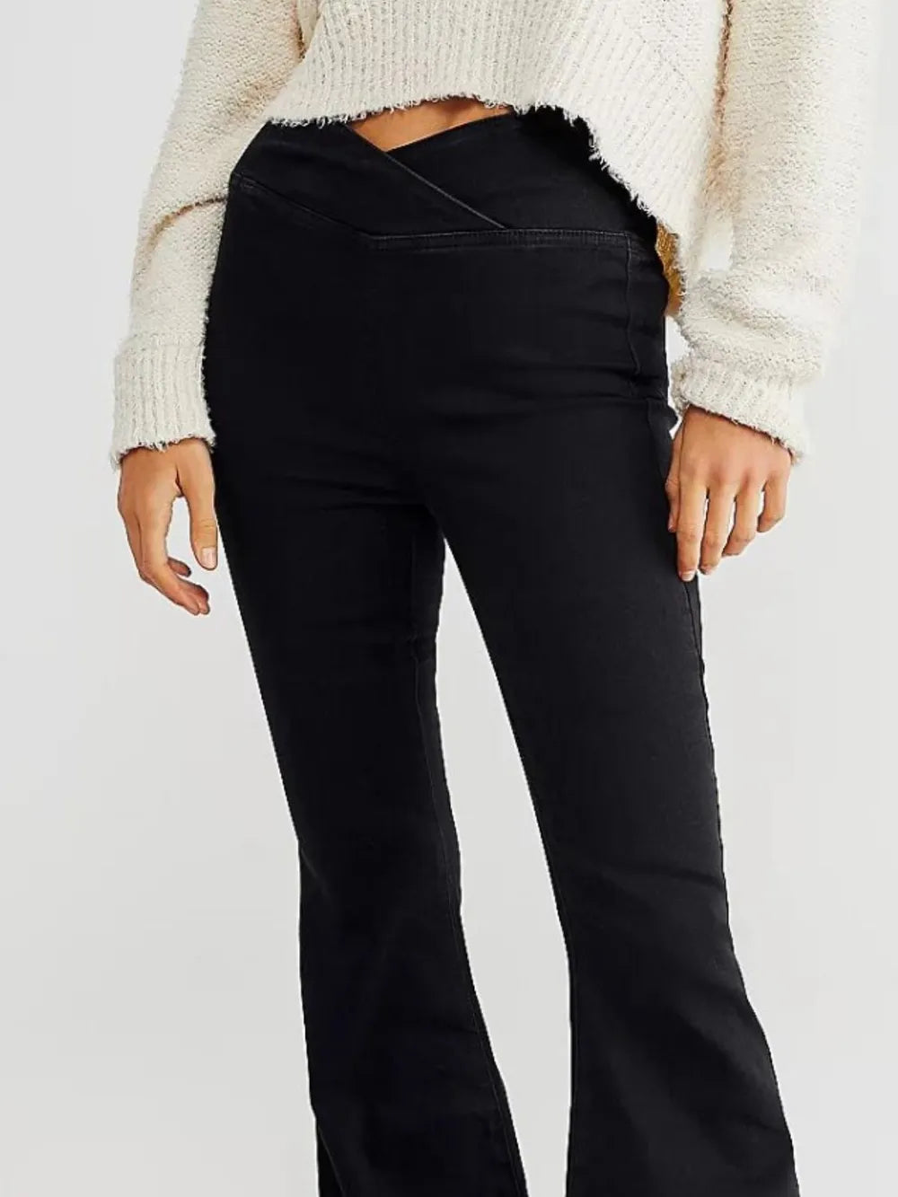 Asymmetric Waist Flare Jeans 