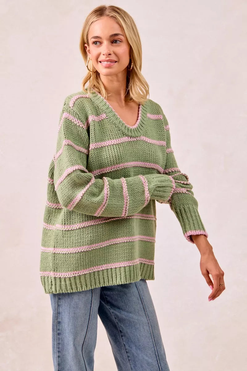 BiBi Striped Long Sleeve Sweater 