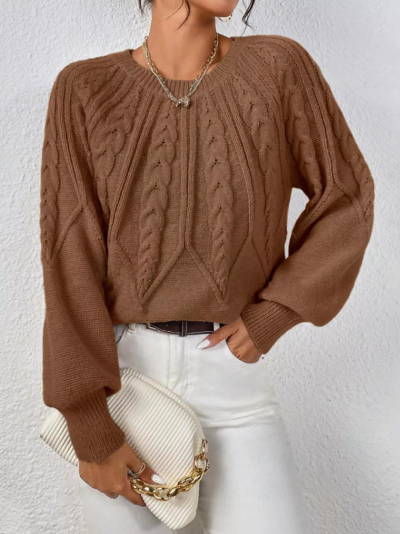 Cable Knit Long Sleeve Sweater 