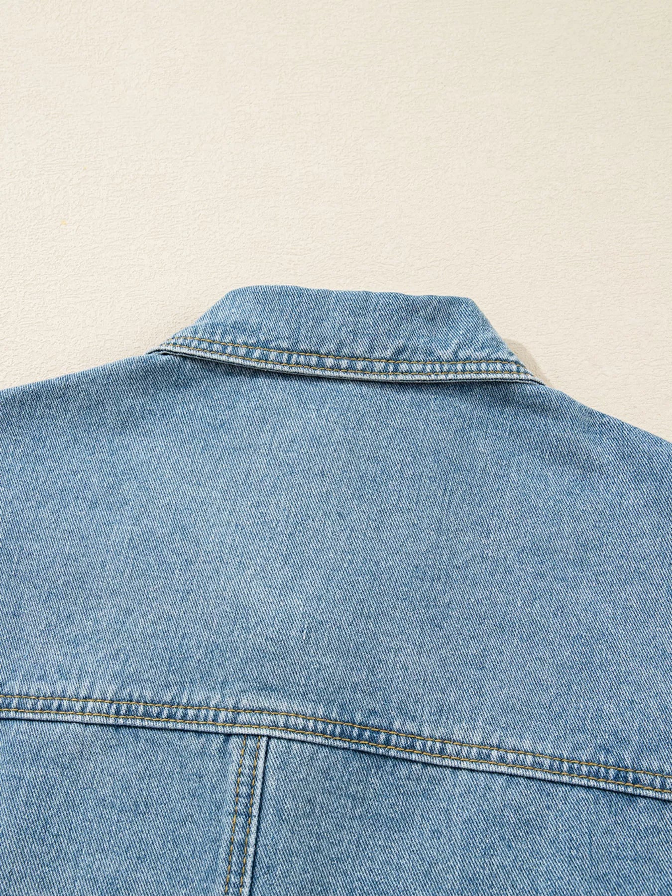 Patched Pockets Side Tie Denim Jacket 