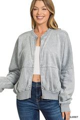 Zenana Acid Washed Fleece Jacket 