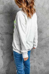 Lucky Clover Round Neck Dropped Shoulder Sweatshirt 