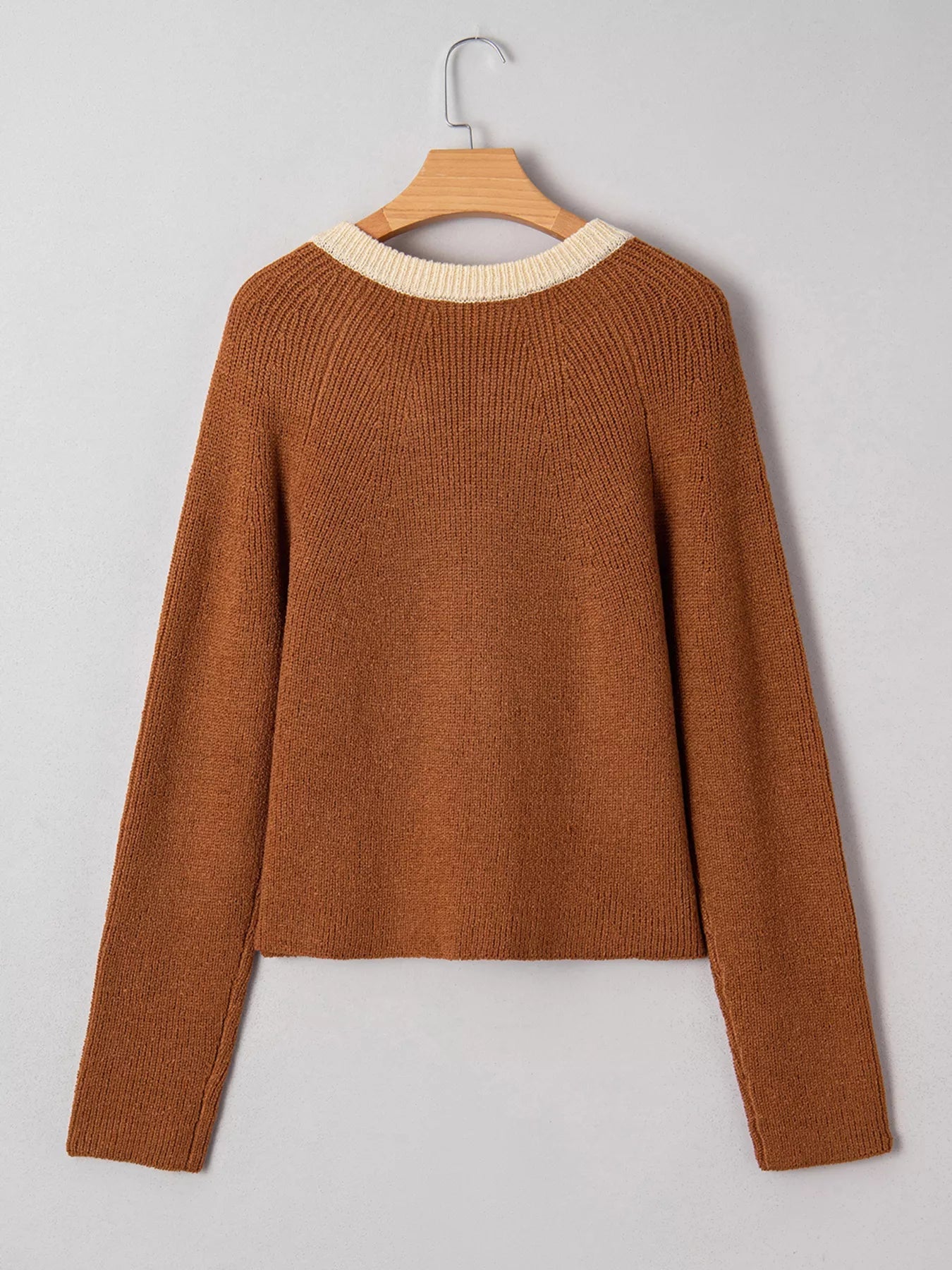 Contrast Knit V Neckline Cardigan 