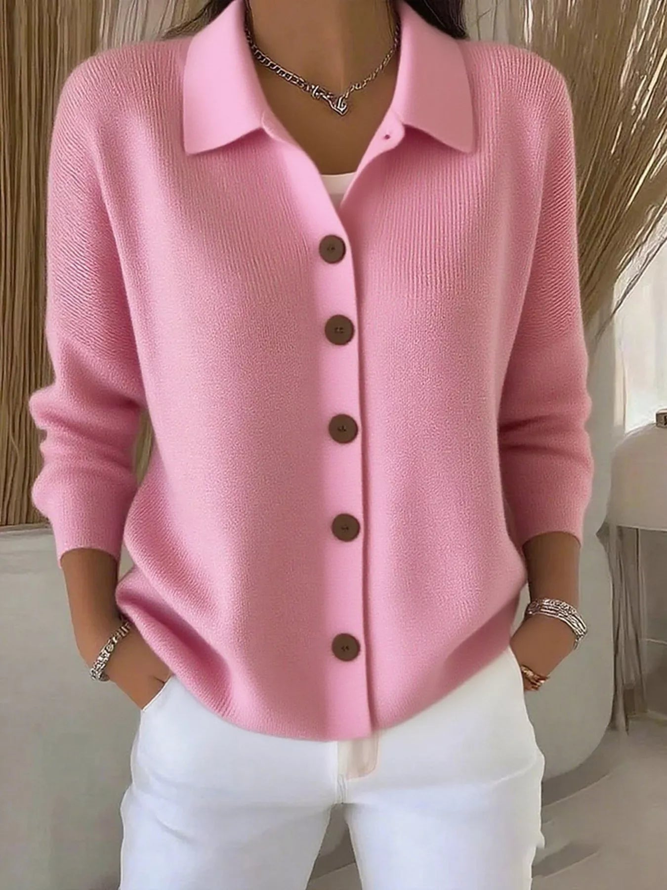 Full Size Button-Down Knit Cardigan Plus Size 