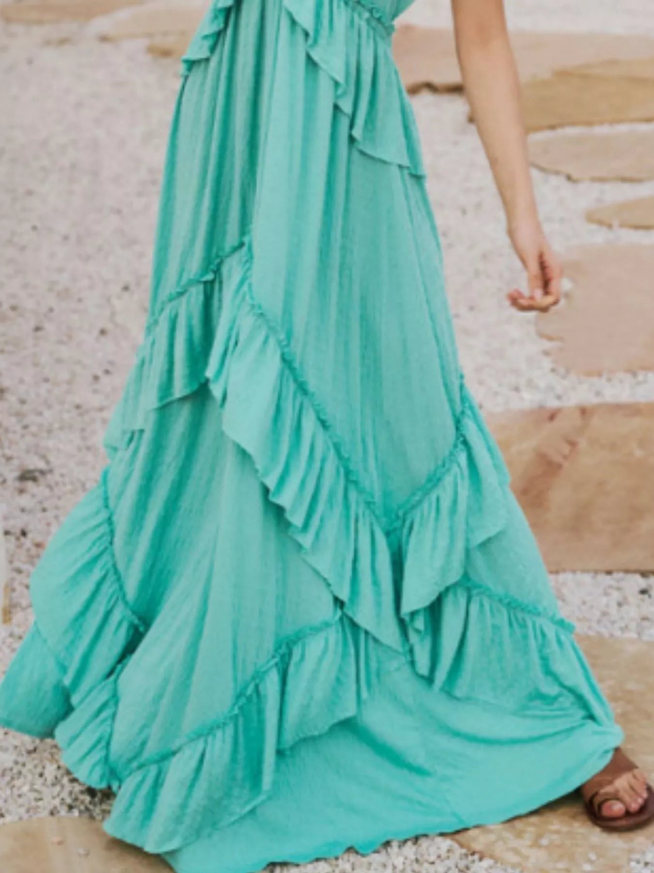 Ruffled Halter Neck Maxi Dress 